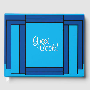 Art Deco Geometric Blue Black Guest Book