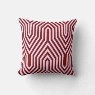 Art Deco Geometric - burgundy and pink Cushion