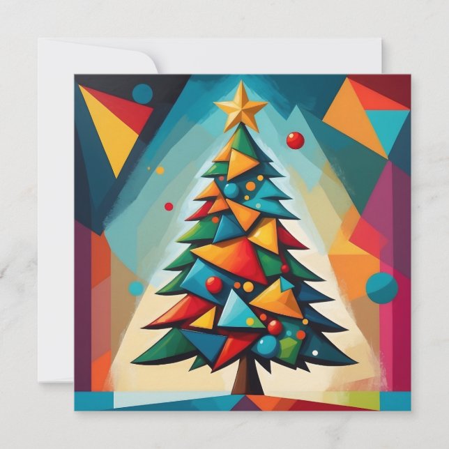 Art Deco Geometric Christmas Tree Triangle Heaven Holiday Card (Front)
