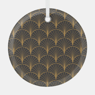 Art Deco Geometric Circles Pattern Glass Tree Decoration