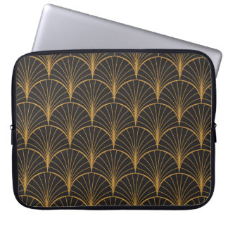 Art Deco Geometric Circles Pattern Laptop Sleeve