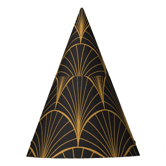Art Deco Geometric Circles Pattern Party Hat (Front)