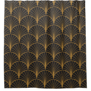 Art Deco Geometric Circles Pattern Shower Curtain