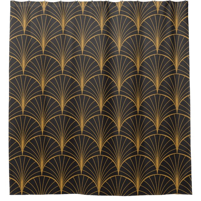 Art Deco Geometric Circles Pattern Shower Curtain (Front)