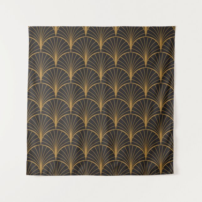 Art Deco Geometric Circles Pattern Tapestry (Front)