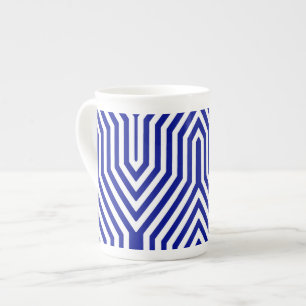 Art Deco Geometric - cobalt blue and white Bone China Mug