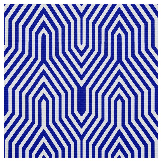 Art Deco Geometric - cobalt blue and white Fabric (Swatch)