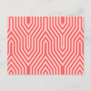 Art Deco Geometric - coral pink and shell pink Postcard