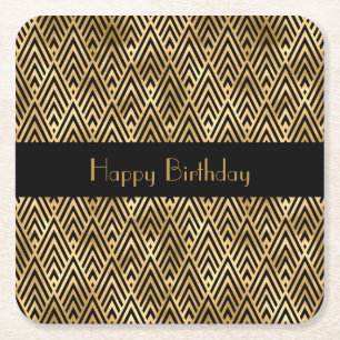 Art Deco Geometric Customisable Square Paper Coaster