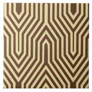 Art Deco Geometric - dark brown and tan Tile