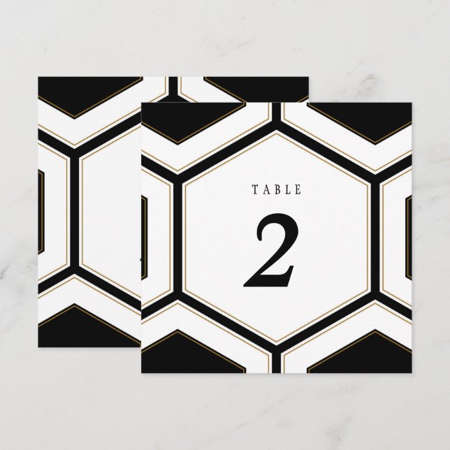 Art Deco Geometric Diamond Wedding Table Number (Front/Back)