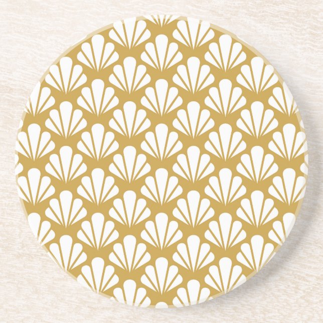 Art Deco, geometric floral seamless pattern. Coaster (Front)
