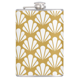 Art Deco, geometric floral seamless pattern. Hip Flask