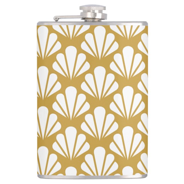 Art Deco, geometric floral seamless pattern. Hip Flask (Front)
