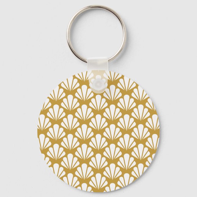Art Deco, geometric floral seamless pattern. Key Ring (Front)