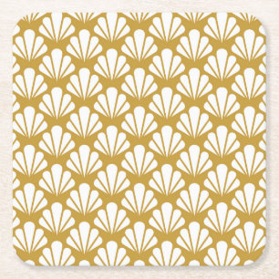 Art Deco, geometric floral seamless pattern. Square Paper Coaster