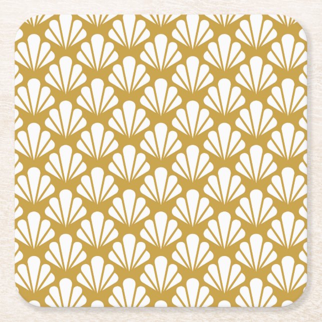 Art Deco, geometric floral seamless pattern. Square Paper Coaster (Front)