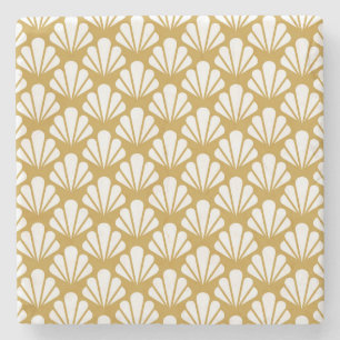 Art Deco, geometric floral seamless pattern. Stone Coaster