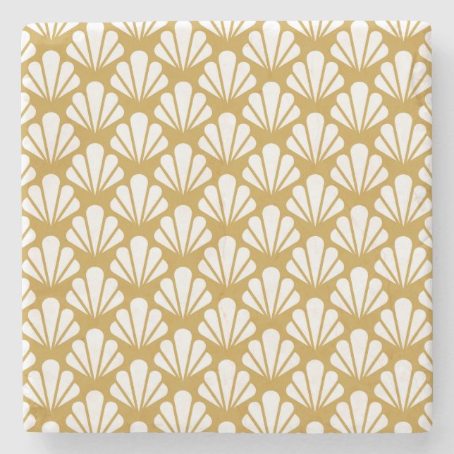 Art Deco, geometric floral seamless pattern. Stone Coaster (Front)