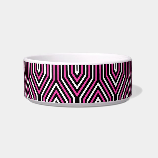 Art Deco Geometric - fuchsia pink, black and white Bowl (Left)
