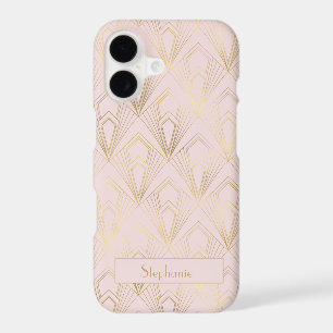 Art Deco Geometric Gold and Blush Pink Pattern