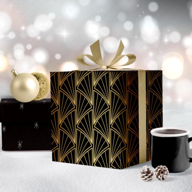 Art Deco Geometric Gold Foil/Black ID492 Wrapping Paper (Creator Uploaded)