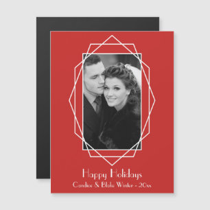 Art Deco Geometric Holiday Photo Magnet