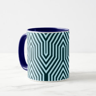 Art Deco Geometric - indigo and ice blue Mug