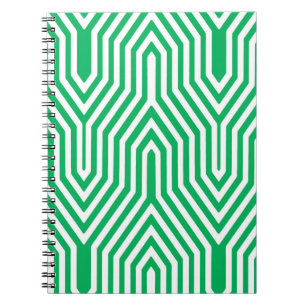 Art Deco Geometric - jade green and white Notebook