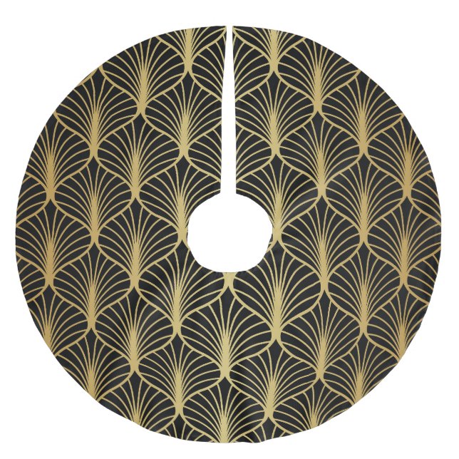 Art Deco Geometric Luxury Pattern Brushed Polyester Tree Skirt (Front)