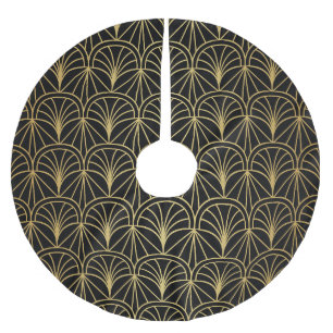 Art Deco Geometric Minimalistic Pattern Brushed Polyester Tree Skirt