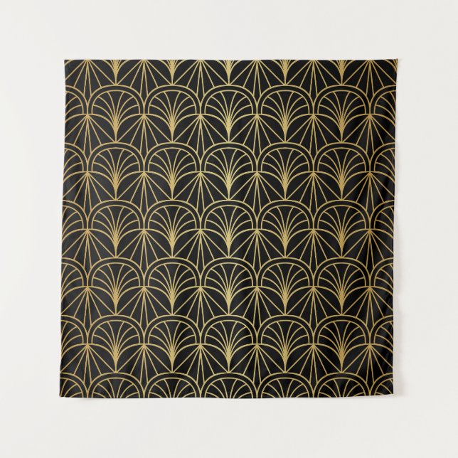 Art Deco Geometric Minimalistic Pattern Tapestry (Front)