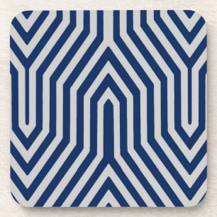 Art Deco Geometric - navy blue and grey Coaster