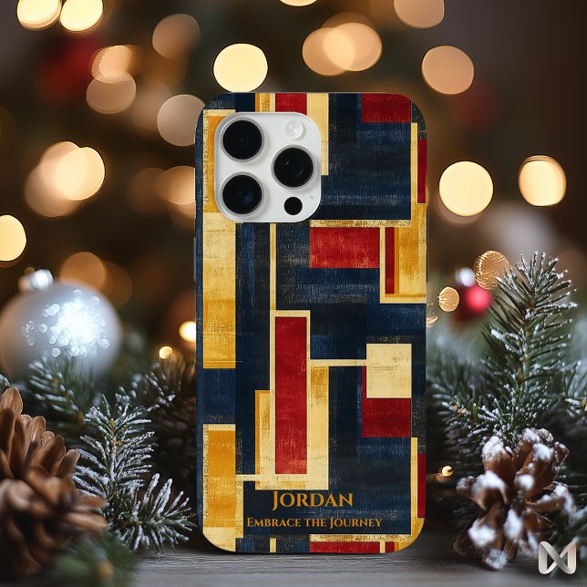 Art Deco Geometric  – Navy, Gold, and Red Case-Mate iPhone Case (Creator Uploaded)