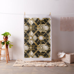 Art deco geometric pattern fabric looks black gold