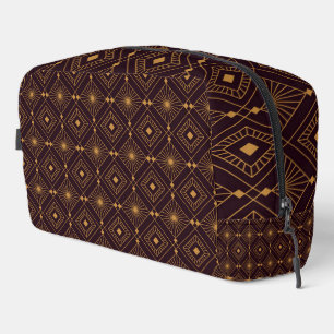 Art Deco geometric pattern featuring gold lines Dopp Kit
