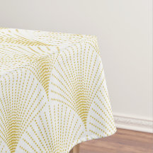 Art Deco Geometric Pattern In Gold &amp; White Tablecloth