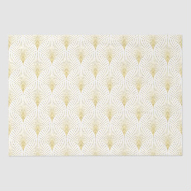 Art Deco Geometric Pattern In Gold & White Tissue Paper (Front)