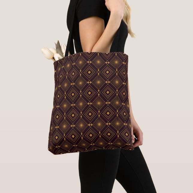 Art Deco geometric pattern with gold diamond shape Tote Bag (Close Up)