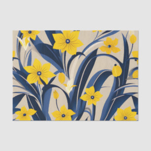Art Deco Geometric Pattern with Navy Blue Yellow Tissue Paper