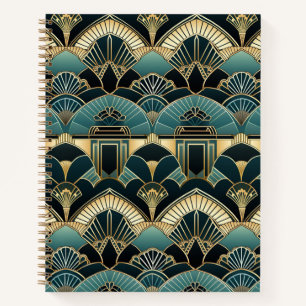 Art Deco Geometric Patterned Spiral Notebook