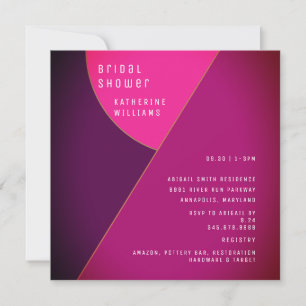 Art Deco Geometric Pink Square Bridal Shower Invitation