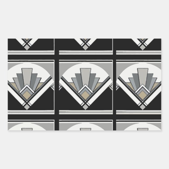 Art Deco geometric Rectangular Sticker (Front)