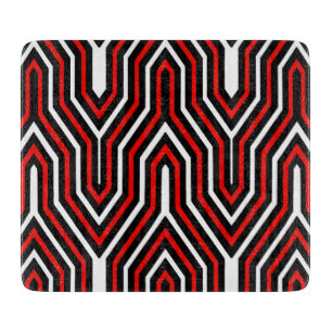 Art Deco Geometric - red, black and white Cutting Board