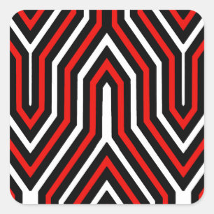 Art Deco Geometric - red, black and white Square Sticker
