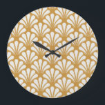 Art Deco Geometric Sea Shell Large Clock<br><div class="desc">Vintage Art Deco Seamless Pattern. Geometric decorative with circles texture. Retro Sea Shell background. Sea Shell Elegance: Geometric shapes form a luxurious Art Deco shell pattern. Unleash the beauty of Art Deco patterns. A touch of luxury and style in every pixel. nouveau, pattern, background, abstract, illustration, flower, texture, decor, fashion,...</div>
