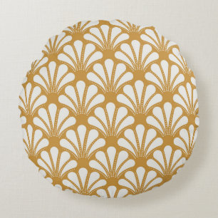 Art Deco Geometric Sea Shell Round Cushion