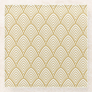 Art Deco geometric seamless pattern. Glass Coaster