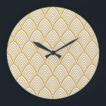 Art Deco geometric seamless pattern. Large Clock<br><div class="desc">Vintage Art Deco Seamless Pattern. Geometric decorative texture.
Vintage Art Deco: geometric decorative texture in style.
Enter the Art Deco realm with this seamless geometric wonder. Let your style shine!
art,  deco,  pattern,  line,  20s,  background,  leaf,  fan,  gatsby,  geometric,  minimalist,  retro,  nouveau,  japanese,  stripe,  victorian,  stencil,  floral,  seamless,  shell</div>