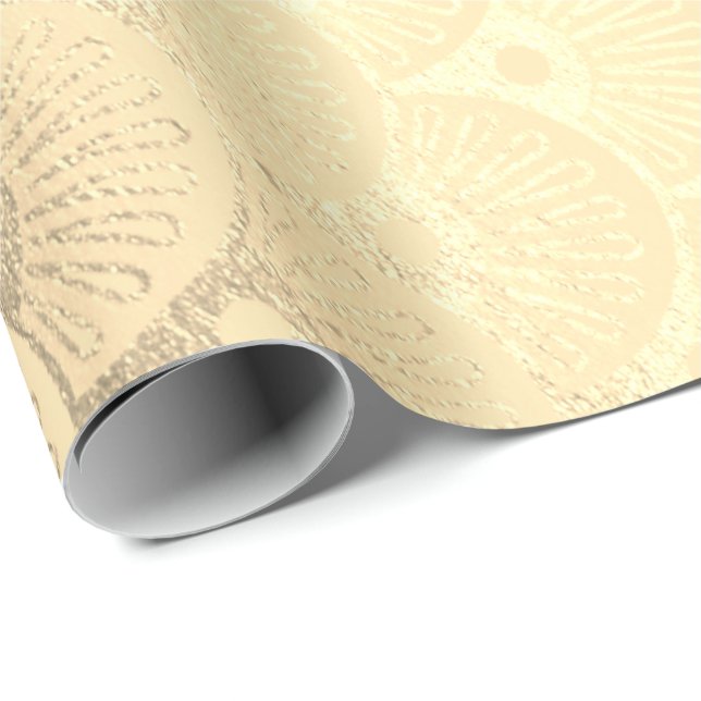 Art Deco Geometric Seashells Gold Foxier Wrapping Paper (Roll Corner)